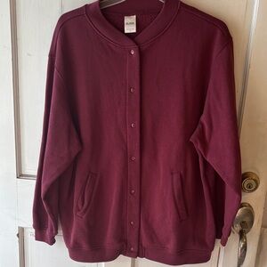 Blair Maroon Button-Up Sweatshirt Cardigan